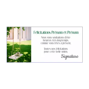 carte felicitation mariage blanc jardin vert 
