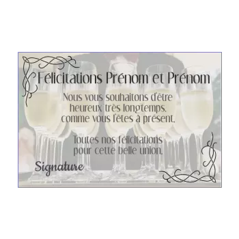 carte felicitation mariage champagne 