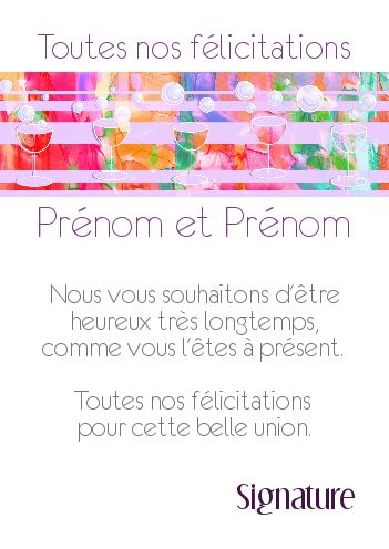 Felicitation Mariage Alcool gratuit à imprimer