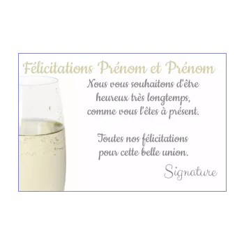 carte felicitation mariage champagne blanc alcool 