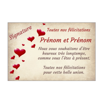 Carte de félicitation pour un mariage à imprimer gratuit