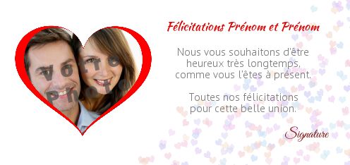 Felicitation Mariage avec photo à imprimer