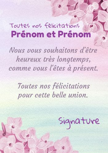 Felicitation Mariage gratuit à imprimer