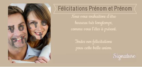 Felicitation Mariage avec photo à imprimer