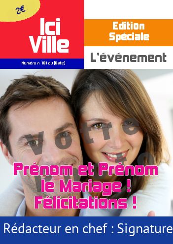Felicitation Mariage Humour Journal Magazine avec photo à imprimer