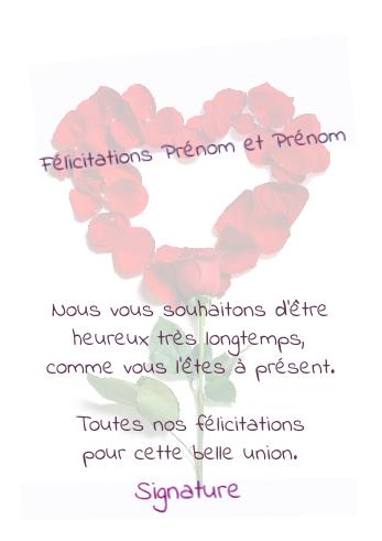 Verso Felicitation Mariage Fleur à imprimer