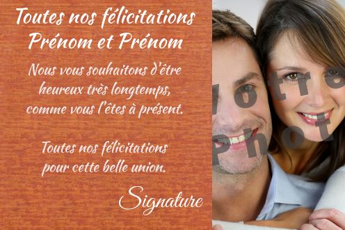 Felicitation Mariage avec photo à imprimer