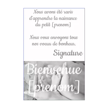 carte felicitation naissance bebe blanc main noir 