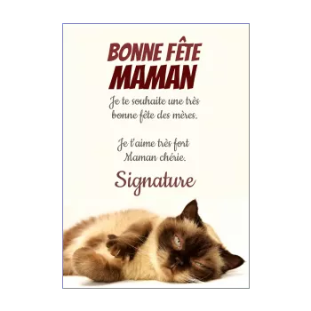 carte maman fete chat marron animaux 