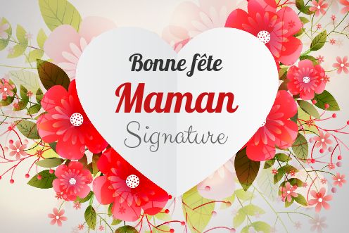 Carte Maman Fete Coeur Fleur virtuelle gratuit