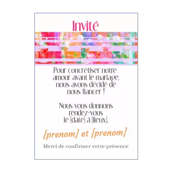 carte faire part invitation champagne fiancailles mauve alcool 