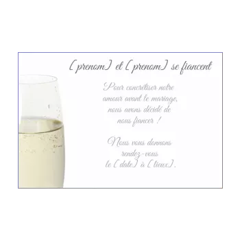 carte invitation faire part champagne fiancailles blanc alcool 