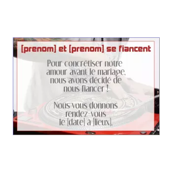 carte faire part invitation fiancailles musique rouge 