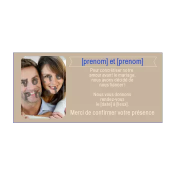 carte faire part invitation fiancailles marron 