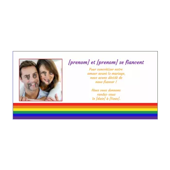 carte faire part invitation fiancailles jaune lgbt orange rouge 