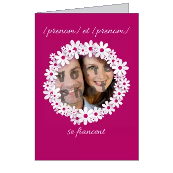 Faire Part Fiancailles Fleur avec photo à imprimer