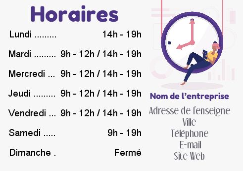 Affiche Commerce Restaurant Horaire Dessin à imprimer