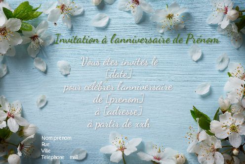 Carte Invitation Anniversaire Fleur Bleu Gratuit A Imprimer Carte 32