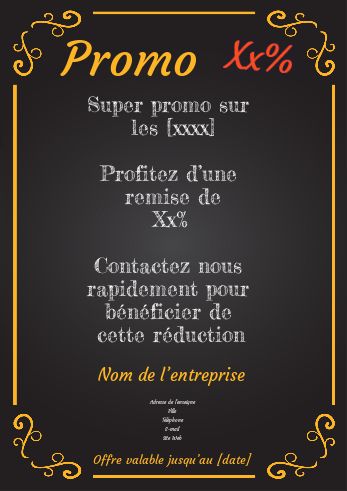 Affiche Flyer Promotion Ardoise Noir à imprimer