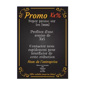 affiche flyer promotion ardoise noir orange 