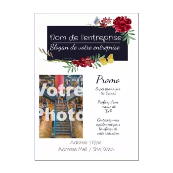affiche flyer fleuriste bleu fleur 