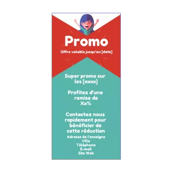 affiche flyer bleu femme rouge ruban 