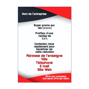 affiche flyer promotion bleu rouge ruban 