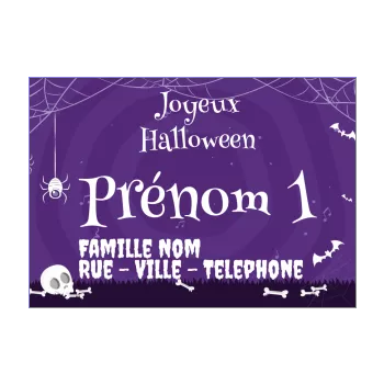carte invitation joyeux halloween crane mauve 