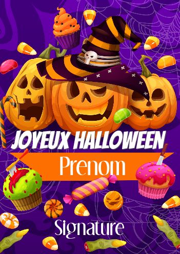 Carte Invitation Joyeux Halloween Bonbon gratuit à imprimer