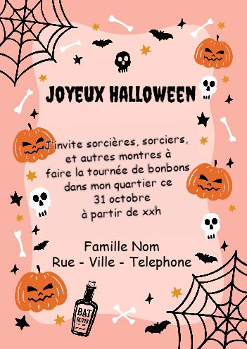 Carte Invitation Joyeux Halloween gratuit à imprimer