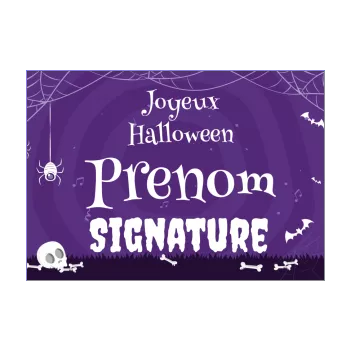 carte invitation joyeux halloween crane mauve 