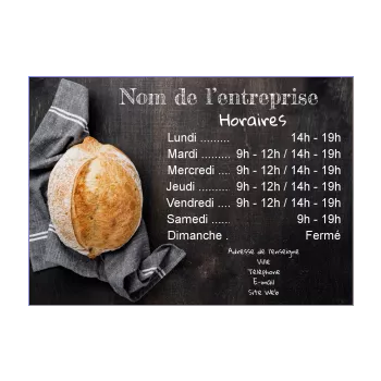 affiche commerce boulangerie horaire pain bois 