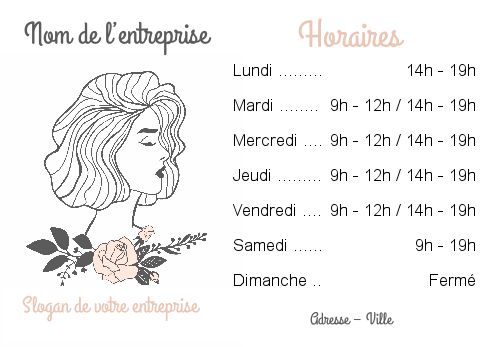 Affiche Commerce Restaurant Horaire Dessin à imprimer