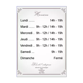 affiche commerce restaurant horaire elegant gris marron 