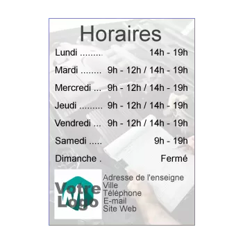 affiche commerce restaurant horaire garage main 