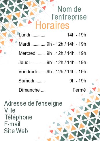 Affiche Commerce Restaurant Horaire Orange à imprimer