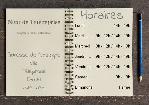 Affiche Cahier Commerce Restaurant Crayon à imprimer