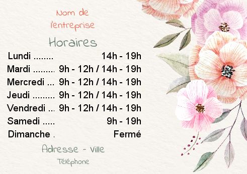 Affiche Commerce Restaurant Horaire Dessin à imprimer
