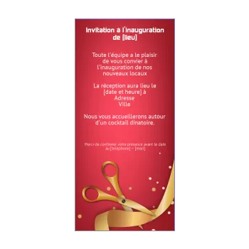 inauguration invitation commerce doree ciseaux local rouge 
