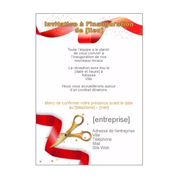 inauguration invitation commerce ciseaux local rouge ruban 