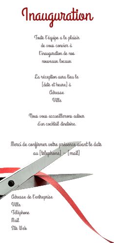 Inauguration Invitation Commerce Ciseaux Local gratuit à imprimer
