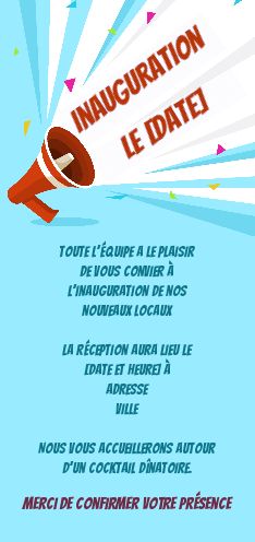 Inauguration Invitation Commerce Bleu Local gratuit à imprimer