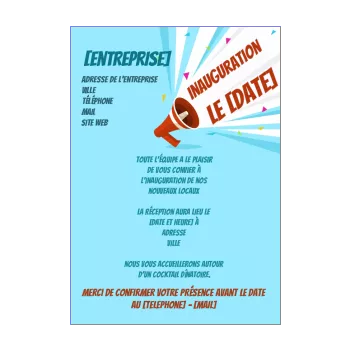 inauguration invitation commerce bleu confettis local rouge 