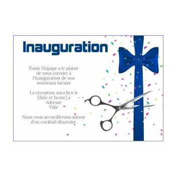 inauguration invitation commerce bleu ciseaux confettis local ruban 