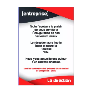 inauguration invitation commerce bleu local rouge ruban 