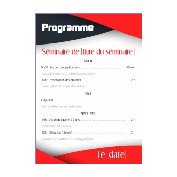 carte invitation reunion seminaire bleu rouge ruban 