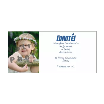 carte invitation anniversaire blanc bleu enfant 