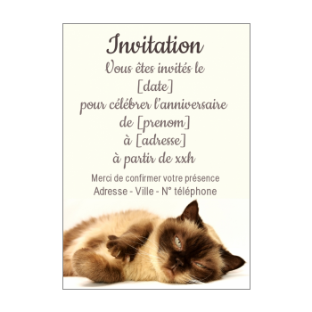 Carte Invitation Anniversaire Chat Enfant Marron Gratuit A Imprimer Carte 2253