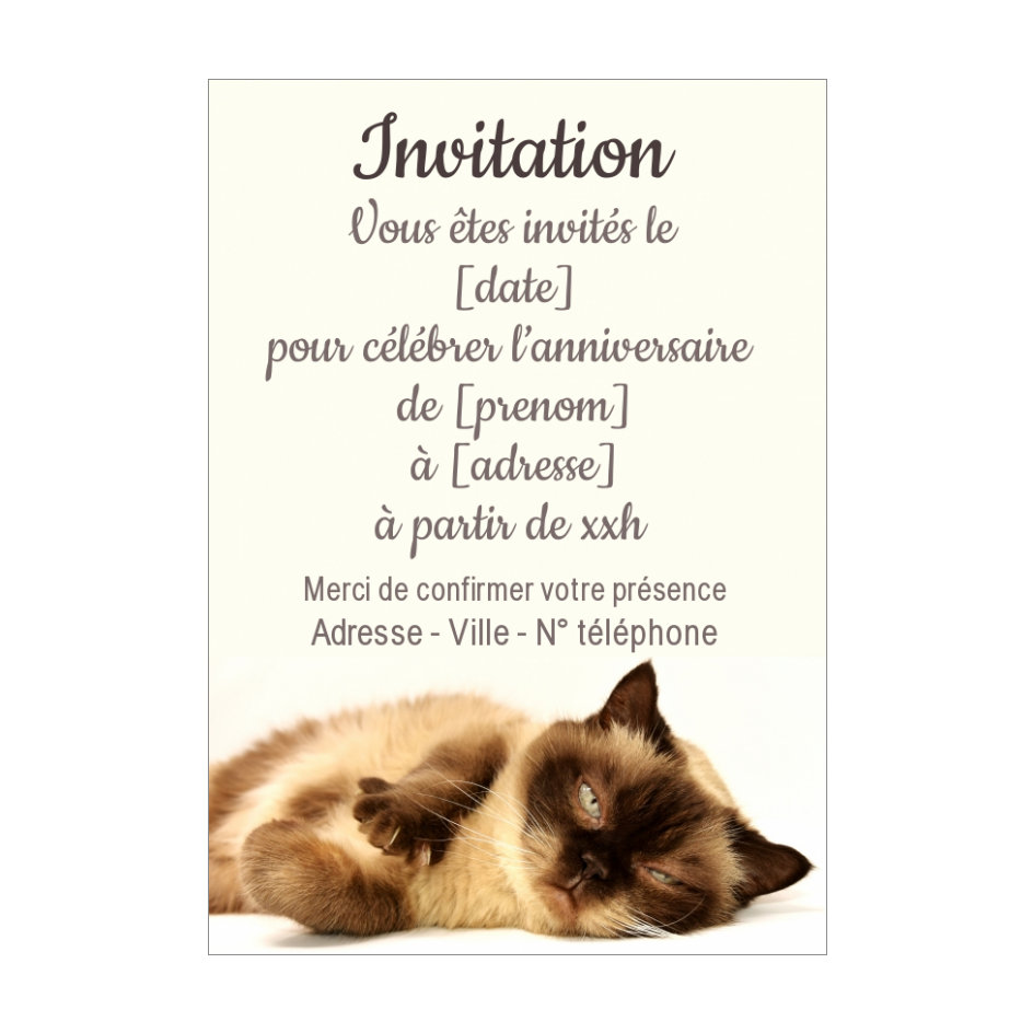 Carte Invitation Anniversaire Chat Marron Animaux Gratuit A Imprimer Carte 2252
