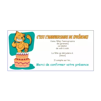 Carte Joyeux Anniversaire Cadeau Chat Enfant gratuit à imprimer (carte 3518)